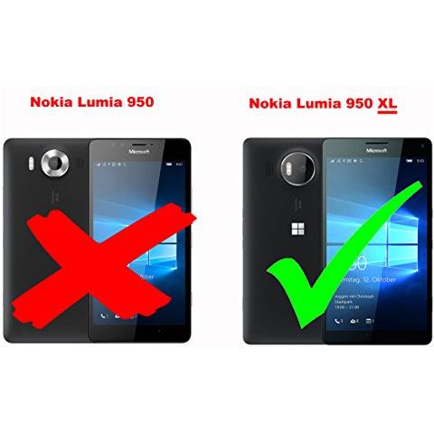 Custodia Compatibile Con Nokia Lumia 950 Xl In Grigio Chiaro Marrone - Coperchio Protettiva Con Chiusura Magnetica, Funzione Stand E Tasca Per Le Carte - Foto 2