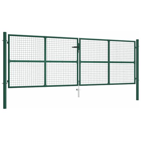 Cancello da Giardino a Rete in Acciaio 390x125 cm Verde - Foto 1