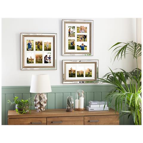 Cornice Per 3 Foto Effetto Specchio E Colore Legno Scuro Sinta - Foto 12