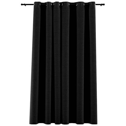 Tende Oscuranti Effetto Lino Occhielli Antracite 290x245cm - Foto 1