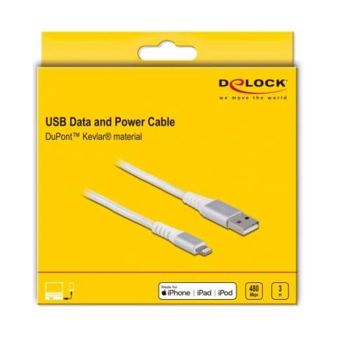 83003 Cavo Per Cellulare Argento, Bianco 3 M Usb A Lightning - Foto 2