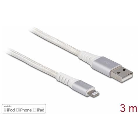 83003 Cavo Per Cellulare Argento, Bianco 3 M Usb A Lightning - Foto 3