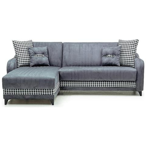 Divano Con Penisola Contenitore Reversibile Laos Grigio 246x138x92 H - Foto 1