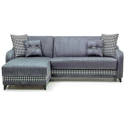 Divano Con Penisola Contenitore Reversibile Laos Grigio 246x138x92 H - Foto 2