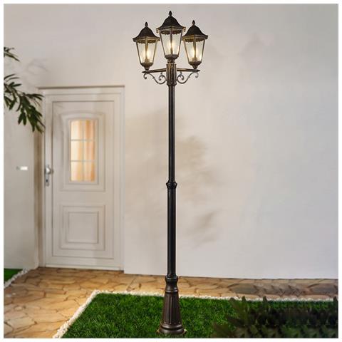 Lampada Contemporanea Da Esterno Navedo 3 Luci Alluminio Fuso Nero E Argento - Foto 1