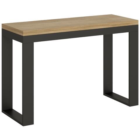 Tavolo Apribile 120x45/90 Cm Tecno Double Telaio Antracite - Quercia Natura - Foto 4