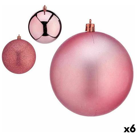 Set Di Palline Di Natale Rosa Plastica 12 X 13 X 12 Cm (6 Unità) - Foto 1