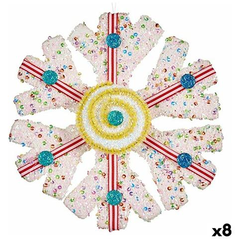 Decorazione Natalizia Fiocchi Di Neve Bianco Rosso 17 X 6 X 17 Cm (8 Unità) - Foto 1