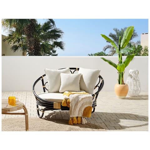 Lettino Da Giardino Rattan Nero Rossano - Foto 1