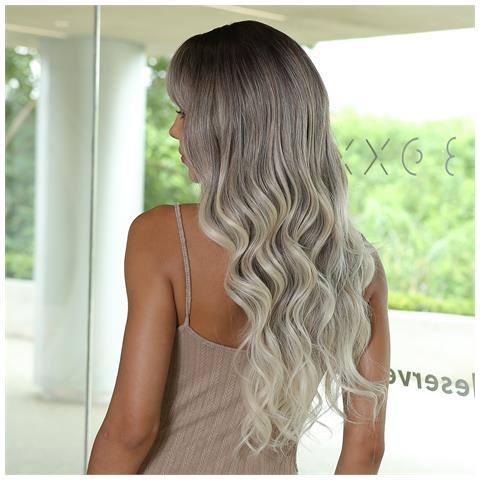 Parrucca Da Donna Parrucche Lunghe Ondulate Naturali Con Frangia - Foto 5