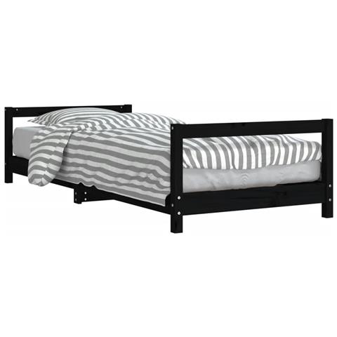 Giroletto Per Bambini Nero 90x190 Cm In Legno Massello Di Pino - Foto 2