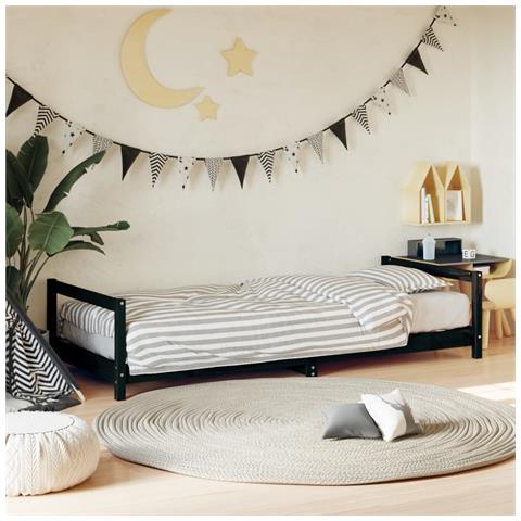 Giroletto Per Bambini Nero 90x190 Cm In Legno Massello Di Pino - Foto 1