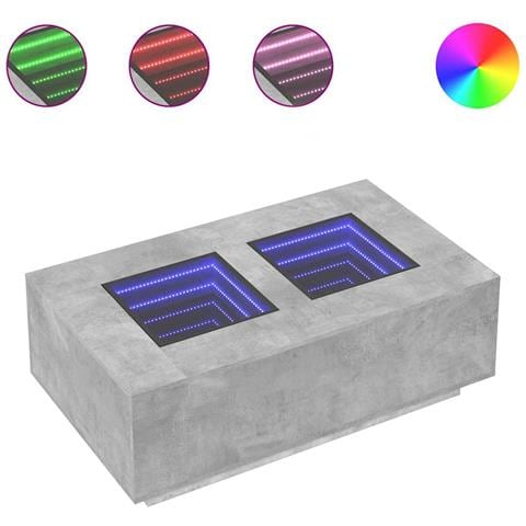 Tavolino Salotto Con Led Infinity Grigio Cemento 116x69x40 Cm - Foto 1