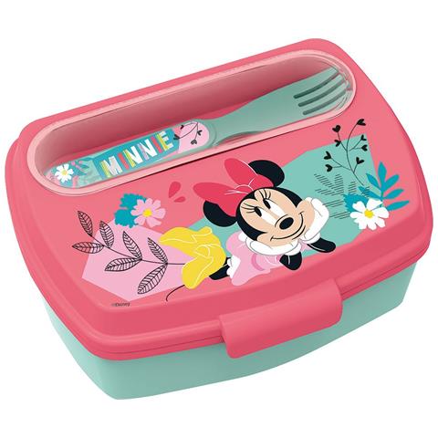 Sandwich Box Bambine Minnie Con Posate, In Plastica Senza Bpa, Lavabile E Riutilizzabile - Foto 1