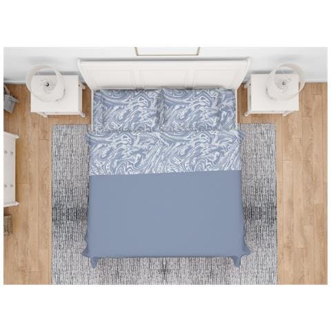Completo Lenzuola Letto In 100% Cotone Made Italy Disegno Splash Maxi Azzurro - Foto 1