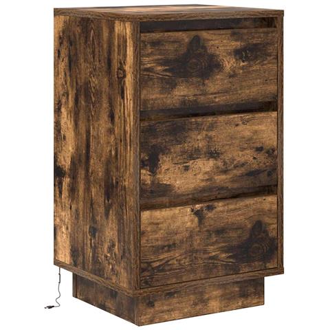 Comodino Con Luci Led Rovere Fumo 38x34x65 Cm - Foto 3