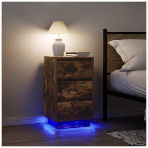 Comodino Con Luci Led Rovere Fumo 38x34x65 Cm - Foto 1