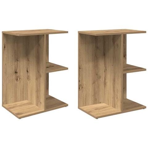 Comodini 2 Pz Rovere Artigianale 46,5x29x61cm Legno Multistrato - Foto 2