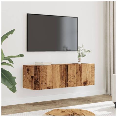 Mobili Tv A Parete 2pz Legno Antico 100x30x30 Cm - Foto 1