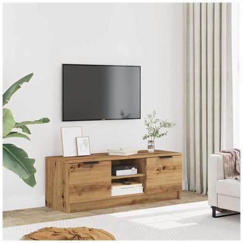 Mobile Tv Marrone Artigianale 102x35x36,5 Cm Legno Multistrato - Foto 3