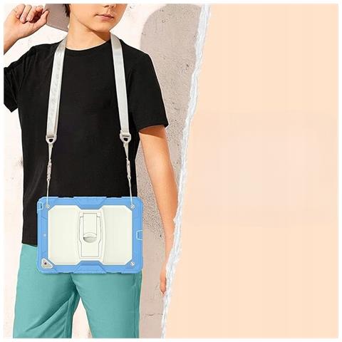Custodia Impermeabile Per Ipad Air 3/pro 10.5"" Con Strap E Supporto - Blu Resistente - Foto 3