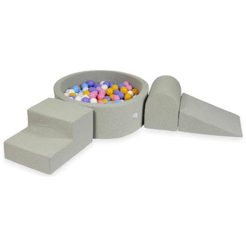 Foam Speelset Met Rond Zwembad 90x30 Lichtgrijs Met Ballen 200 Stuks (lichtblauw, Geel, Geme Leerd, Poederroze, Wit) - Foto 1