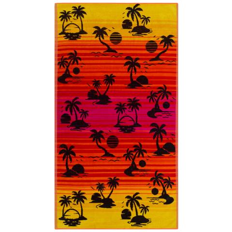 Telo Mare Jacquard Spugna Asciugamano Spiaggia Disegno Oasi Telo Mare Arancio - Foto 1