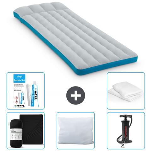 Set Materassino Gonfiabile - 189x72x20 Cm - Blu - Include Accessori Coordinati Cb5 - Foto 1