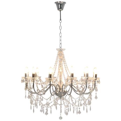 Lusso Casadino - Lampadario Con Perline Argento 12 Lampadine E14 - Foto 1