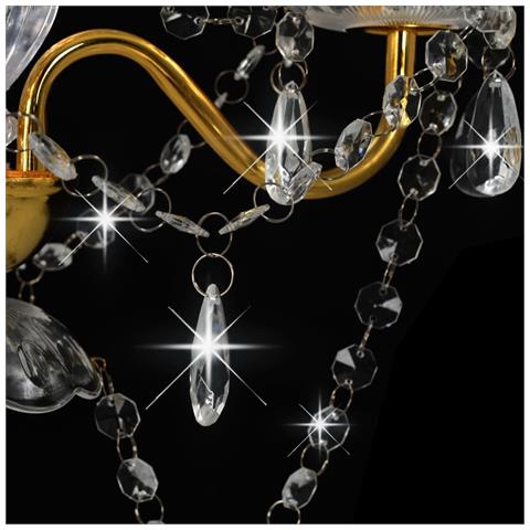 Lampadario Con Perline Dorato Tondo 3 E14 - Foto 7