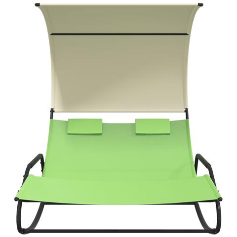 Lusso Casadino - Lettino Prendisole Doppio A Dondolo E Baldacchino Verde E Crema - Foto 2