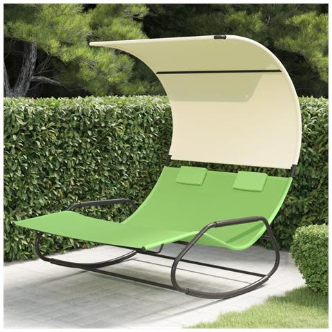 Lusso Casadino - Lettino Prendisole Doppio A Dondolo E Baldacchino Verde E Crema - Foto 6