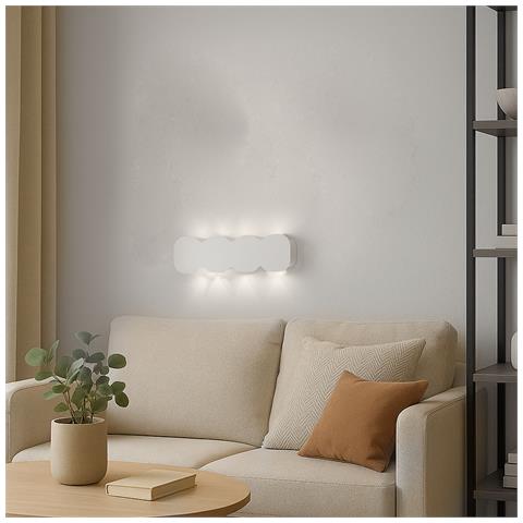 Applique Da Muro 8 Led Lampada A Parete Bianco Con Luce Bianco Freddo 21x8x3cm - Foto 2