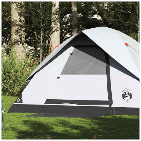 Tenda Familiare a Cupola 6 Persone Bianca Tessuto Impermeabile - Foto 1