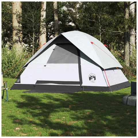 Tenda Familiare a Cupola 6 Persone Bianca Tessuto Impermeabile - Foto 2
