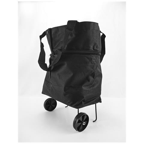 Borsa Della Spesa Pieghevole Con Ruote - Black - Foto 4