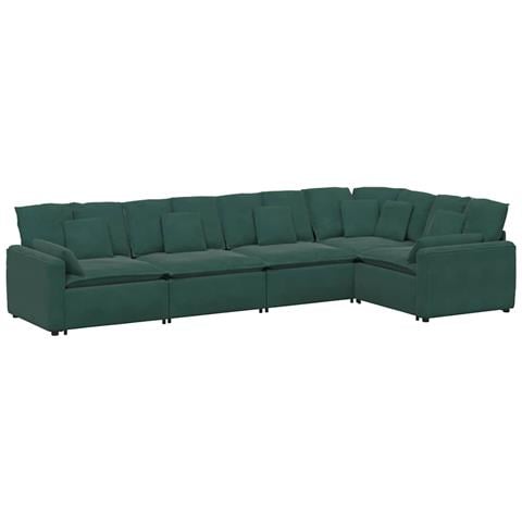 Divano Modulare con Cuscini in Velluto Verde Scuro - Foto 1