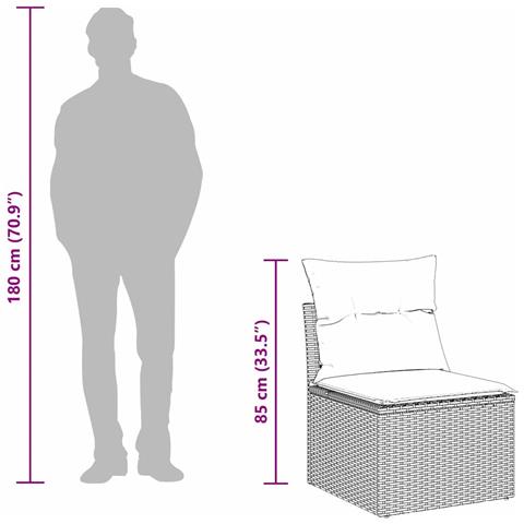 Set di divani da giardino 10 pezzi con cuscini beige polyrattan acacia, Divano da giardino 2 posti con cuscini beige polyrattan, Set da pranzo da giardino 4 pezzi con cuscini beige polyrattan acacia - Foto 9