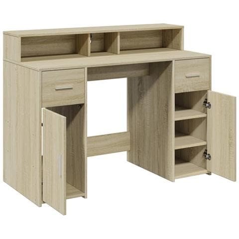 Scrivania con Luci LED Rovere Sonoma 120x55x91cm in Multistrato - Foto 9