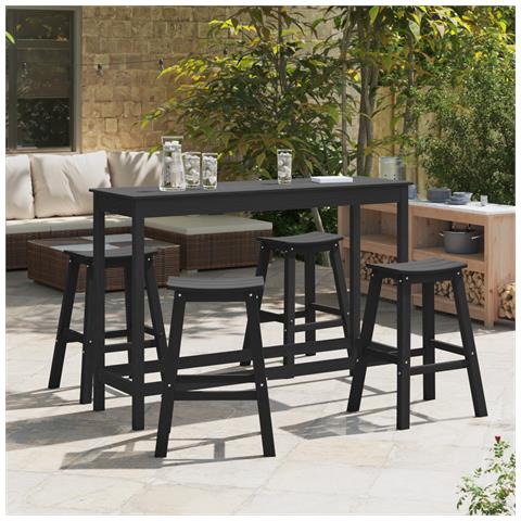 Sgabelli da bar  6 pz Nero HDPE, Sgabelli da bar  2 pz Nero HDPE - Foto 2