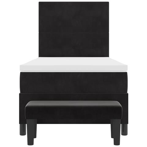 Letto con Rete a Molle con Materasso e Panchina Nero 90x190 cm Velluto - Foto 9