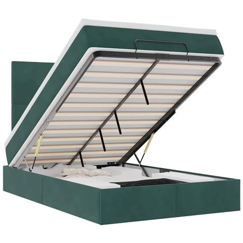 Struttura Letto Pouf con Materassi 120x190 cm Velluto - Foto 1