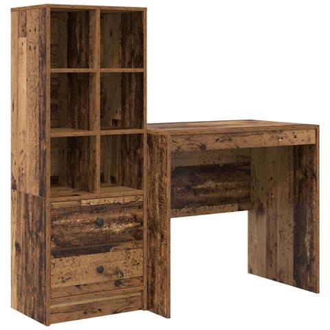 Scrivania  con spazio in legno vecchio ingegnerizzato, Scrivania  legno vecchio 80x50x76 cm legno ingegnerizzato - Foto 1