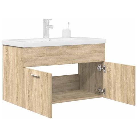 Mobile da Bagno con Lavabo Integrato e Rubinetto Rovere Sonoma - Foto 2