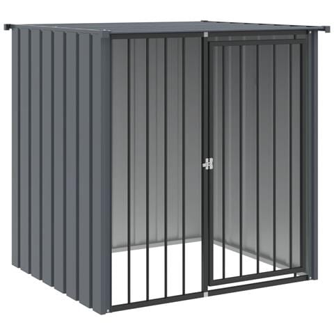 Casetta per Cani con Tetto Nero 110x103x109 cm Acciaio Zincato - Foto 1