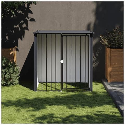 Casetta per Cani con Tetto Nero 110x103x109 cm Acciaio Zincato - Foto 2