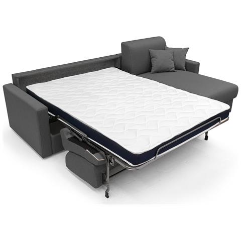 Chris Divano Letto Angolare Con Penisola In Simil Cotone T13 Antracite - Foto 2
