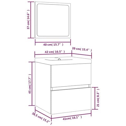 Mobile da Bagno con Lavabo e Specchio Rovere Sonoma - Foto 7