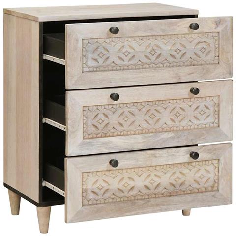 Credenza Bianco 60 x 33 x 75 cm legno massello di mango - Foto 1