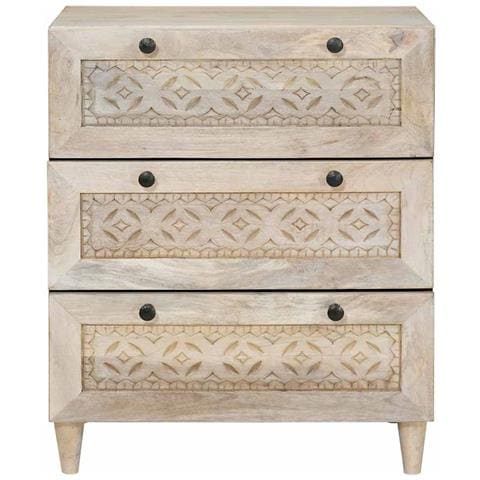 Credenza Bianco 60 x 33 x 75 cm legno massello di mango - Foto 2